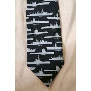 Vintage Josh Bach US Navy Ships Submarines Silk Tie Iwo Jima Seawolf Enterprise